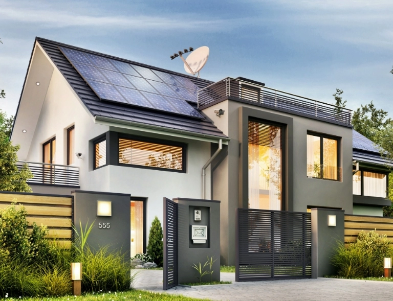 dom z panelami słonecznymi